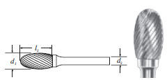 Carbide Oval Shape Bur (SE-3L6) Single Cut 3/8"