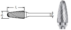 Carbide Tree Shape Bur w/ Radius End (SF-1L6) Single Cut 1/4"