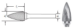 Carbide Tree Shape Bur w/ Pointed End (SG-3) Single Cut 3/