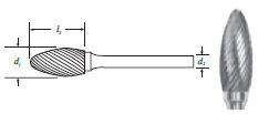 Carbide Flame Shape Bur (SH-2) Single Cut 5/16"