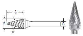 Carbide Cone Shape Bur (SM-2) Double Cut 1/4"