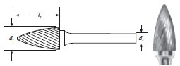 Carbide Tree Shape Bur w/ Pointed End (SG-1) Single Cut 1/4"