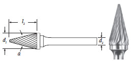 Carbide Cone Shape Bur (SM-2) Single Cut 1/4"