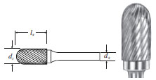 Carbide Cylinder Shape Bur w/ Radius End (SC-1) Single Cut 1/4"
