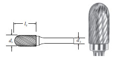 Carbide Cylinder Shape Bur w/ Radius Cut (SC-1) Single Cut 1/4"