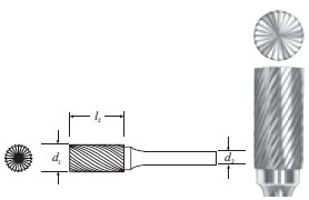 Carbide Cylinder Shape Bur w/ End Cut (SB-14) Single Cut 3/16"
