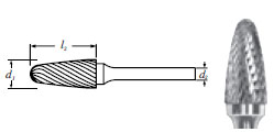 Carbide Tree Shape Bur w/ Radius End (SF-51) Double Cut 1/