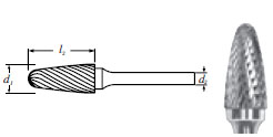 Carbide Tree Shape Bur w/ Radius End (SF-42L3) Double Cut 1/8" (