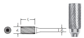 Carbide Cylinder Shape Bur (SA-43L2) Single Cut 1/8" (1/8" Shank
