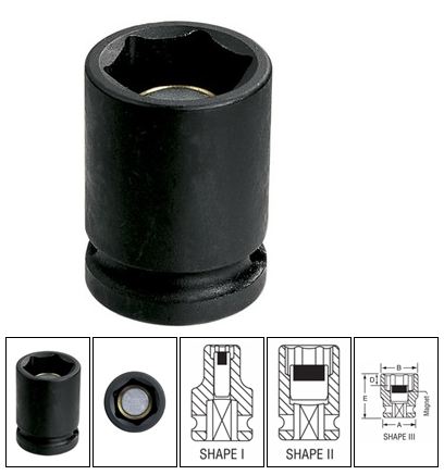 1/2" Drive x 1" Magnetic Standard Impact Socket