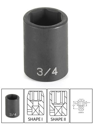 1/2" Drive x 2-3/16" Standard Impact Socket