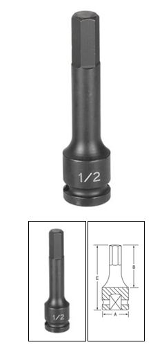1/2" Drive x 5/8" Hex Driver 4" Length Impact Socket