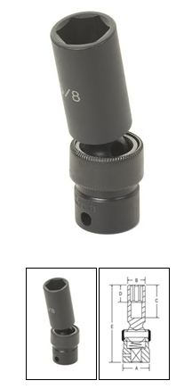 3/8 Inch Deep Swivel Universal Impact Socket 13/16 Inch