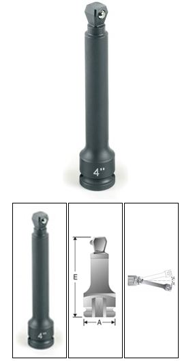 3/8 Inch Drive x 4 Inch Impact Wobble Extension w/Friction Ball