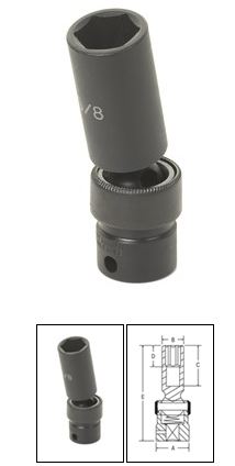 3/8 Inch Deep Universal Impact Swivel Socket 7/8 Inch