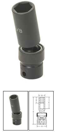 3/8 Inch SAE Deep Universal Impact Swivel Socket 3/8 Inch