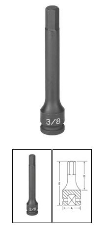 3/8 Inch SAE Hex Driver 4 Inch Length Impact Socket 7/16 Inch