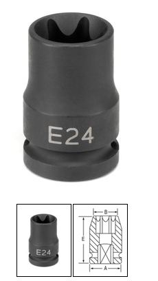 1/2 Inch SAE E20 External Star Impact Socket