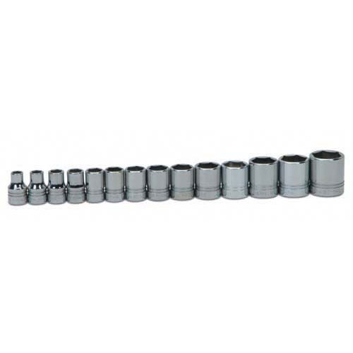 14 pc 1/2" Drive 6-Point SAE Shallow Socket Set on...