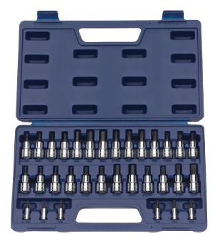 32 pc 1/4" & 3/8" Drive -Point SAE & Metric Bit Bit Socket Set C
