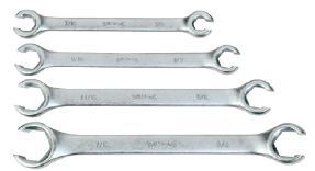 4 Piece Double Head Flare Nut Wrench Set, 6 Point, SAE, in Vinyl