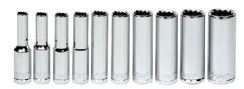 10 Piece 1/4" Drive Deep 12 Point SAE Socket Set o...