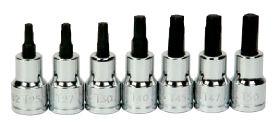 7 pc 3/8" Drive -Point Bit Torx® Bit Socket Set on Rail and Clip