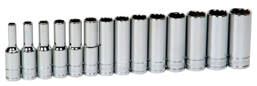 14 pc 3/8" Drive 12-Point Metric Deep Set Socket o...