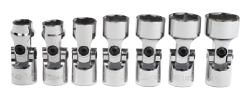 7 pc 3/8" Drive 6-Point SAE Universal Socket Set on Rail and Cli