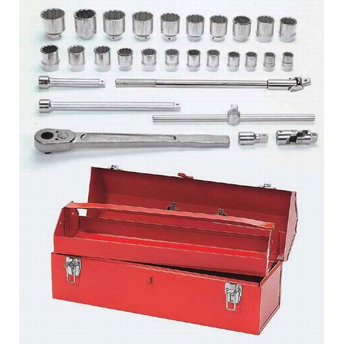 29 pc 3/4" Drive 12-Point SAE Shallow Socket and Drive Tool Set