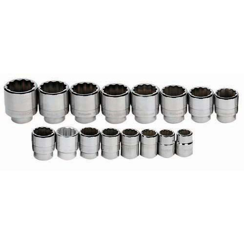 16 pc 3/4" Drive 6-Point SAE Shallow Socket Set on Rail and Clip