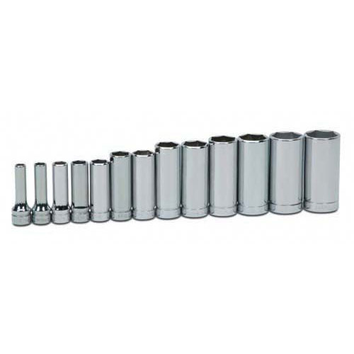 13 pc 3/8" Drive 6-Point SAE Deep Socket Set on Ra...