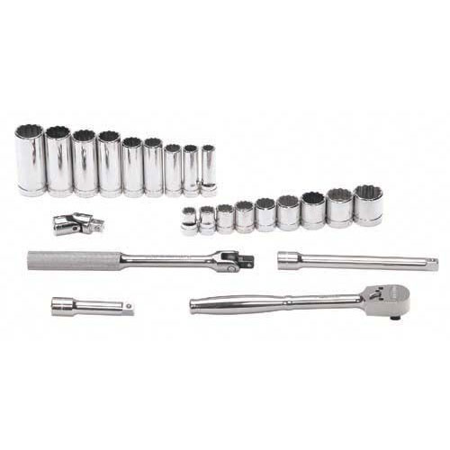 23 pc 3/8" Drive 12-Point SAE Shallow and Deep Socket and Drive