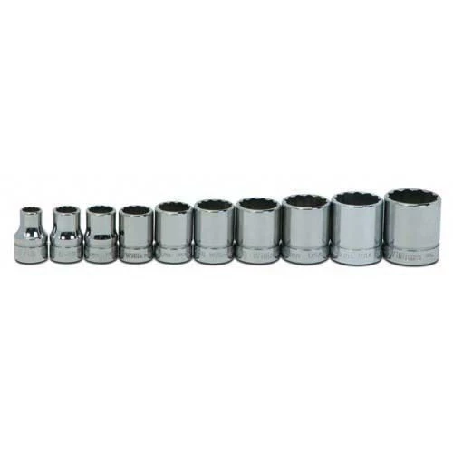 (image for) 10 pc 3/8" Drive 12-Point SAE Shallow Socket Set o...