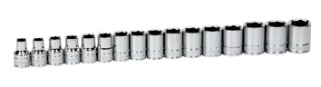 16 pc 1/2" Drive 6-Point Metric Shallow Socket Set...