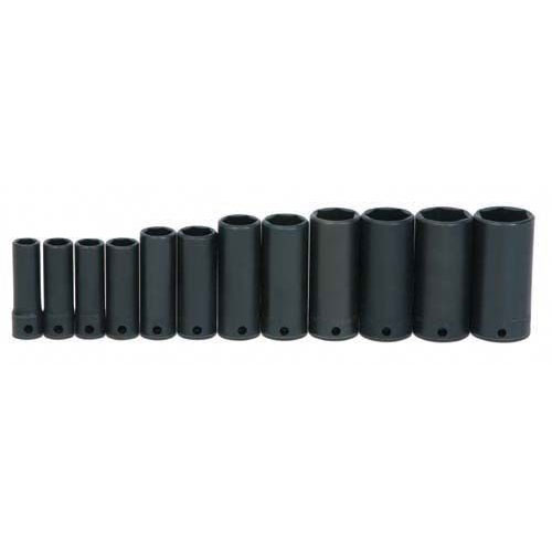 12 pc 3/8" Drive 6-Point SAE Deep Socket Set on Ra...