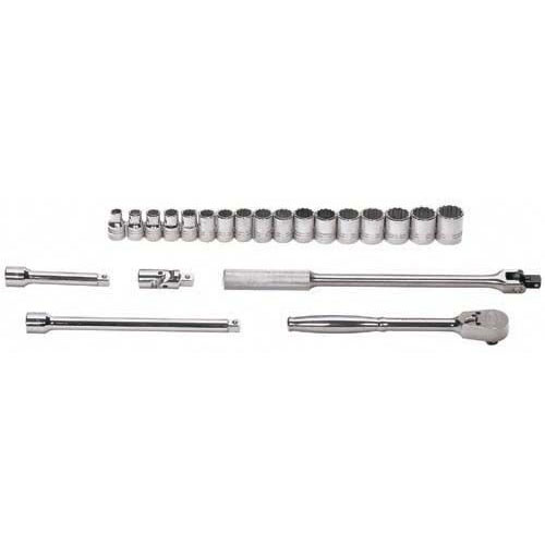 22 pc 1/2" Drive 12-Point Metric Shallow Socket and Drive Tool S