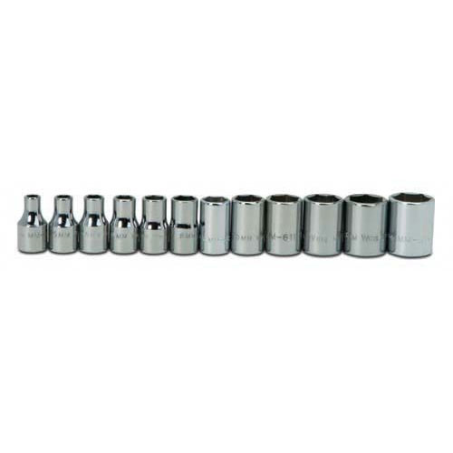 12 pc 1/4" Drive 6-Point Metric Shallow Socket Set...