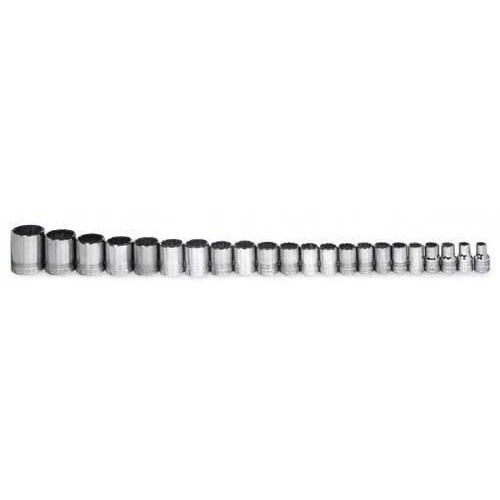 (image for) 20 pc 3/8" Drive 6-Point Metric Shallow Socket Set on Rail and C