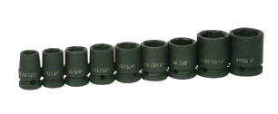 9 Piece 1/2" Drive SAE Shallow 6 Point Impact Socket Set on Clip