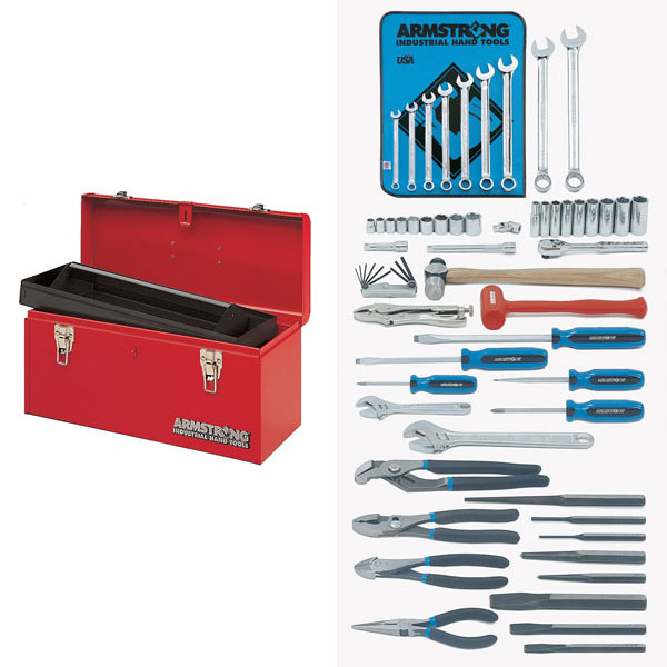 3/8 Inch Drive Basic Industrial Hand Tool Set 62 Pc w Hand Box