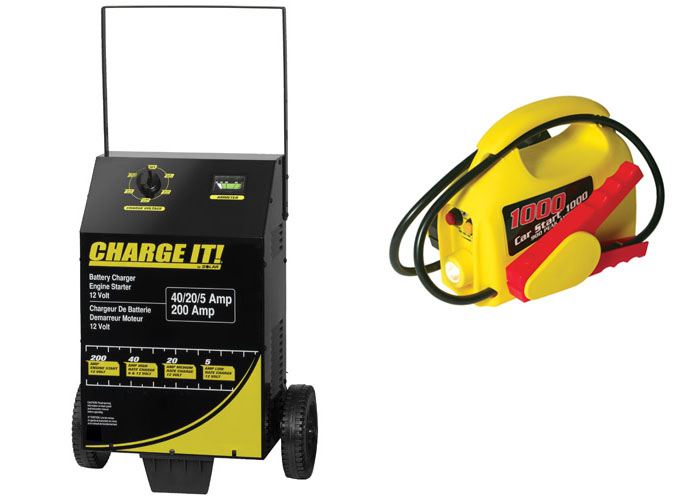 Wheeled Battery Charger Plus Portable Jump Starter