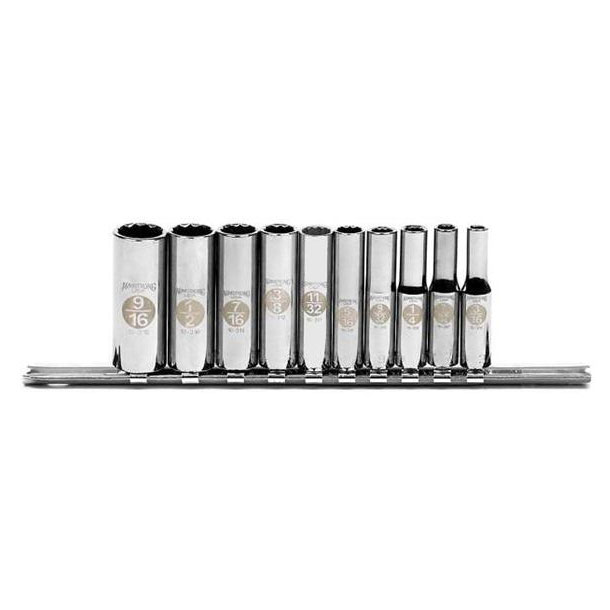 10 Piece 1/4" Drive 12 Point Socket Set