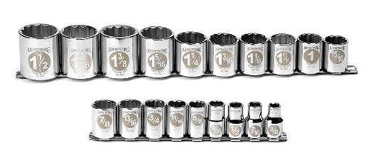 19 Piece 1/2" Drive 12 Point Socket Set