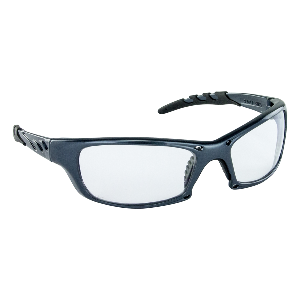 GTR Safety Glasses with Charcoal Frame and Clear Lens in Polybag