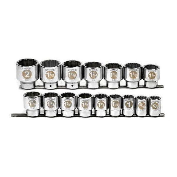 3/4" Inch Drive 12 Pt SAE Fractional Std Socket Set 16 Pc