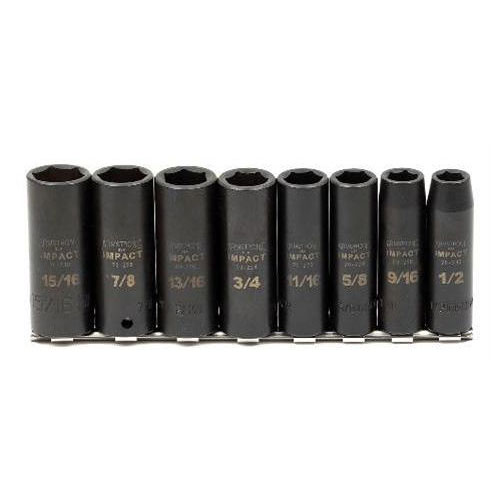 8 Piece 1/2" Drive 6 Point Impact Socket Set