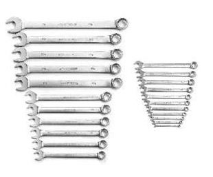22 Piece 12 Point Satin Finish Long Combination Wrench Set