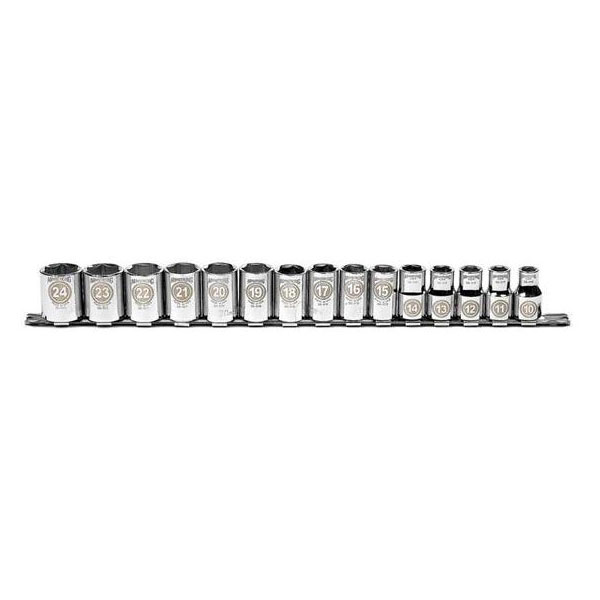 15 Piece 1/2" Drive 6 Point Metric Socket Set