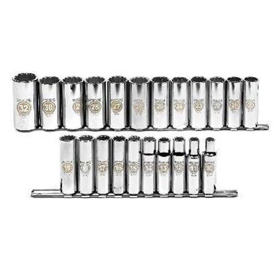 22 Piece 1/2" Drive 12 Point Deep Metric Socket Set